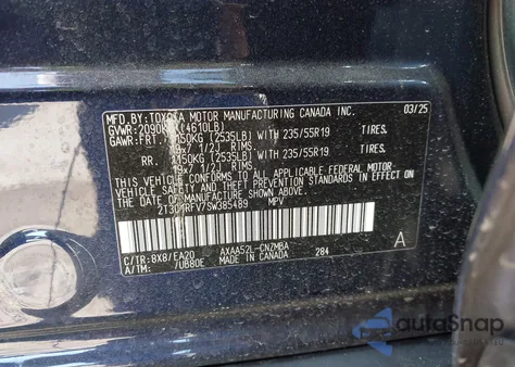 2025 Toyota Rav4 Xle Premium z USA, uszkodzony, nr VIN 2T3C1RFV7SW385489